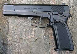 Fn Herstal Browning Hi Power Right Side View Full Gun pistol shown in detail view