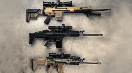 Fn Scar Top Down View Three Rifles shown in detail view