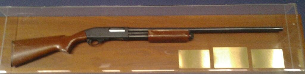 Remington 870 Right Side View in Display Case shotgun shown in detail view