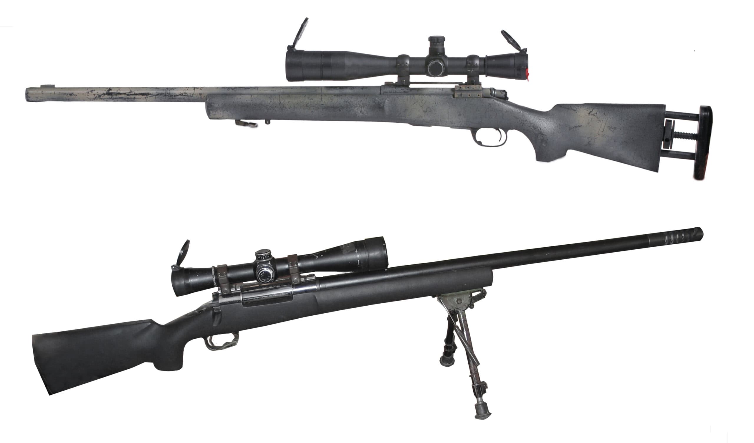 Remington M24 Sniper Weapon System Both Sides View with Scope and Bipod firearm shown in detail view