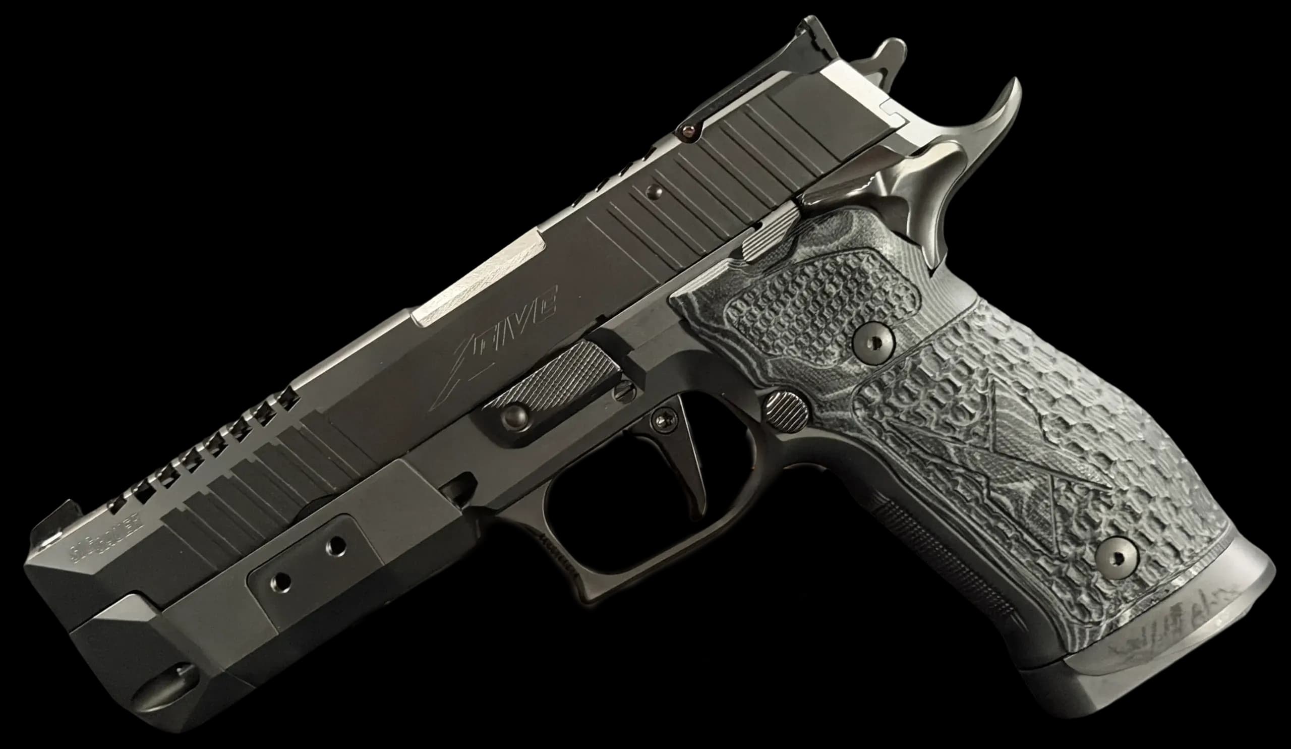 Sig Sauer P226 X Five Supermatch Skeleton Black pistol shown in left-side profile