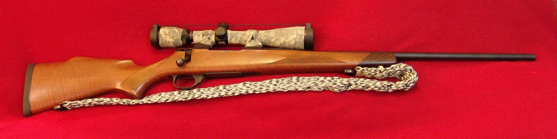 Weatherby Vanguard Sporter Right Side View with Scope and Sling firearm shown in detail view