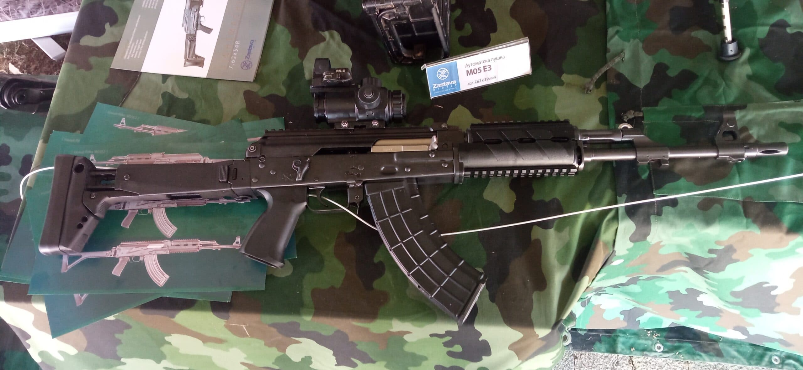 Zastava Arms M05 E3 Top Down View with Magazine firearm shown in detail view