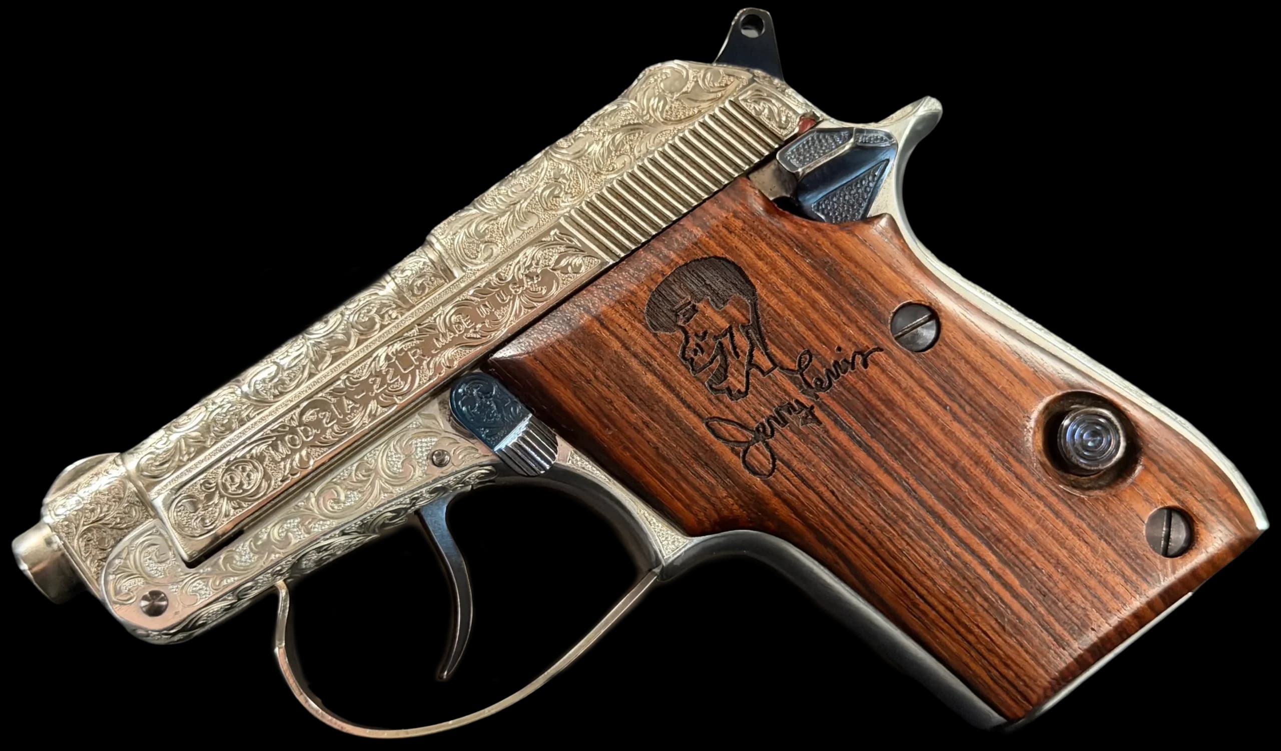 Beretta Model 21A Bobcat Engraved Jerry Lewis Pistol