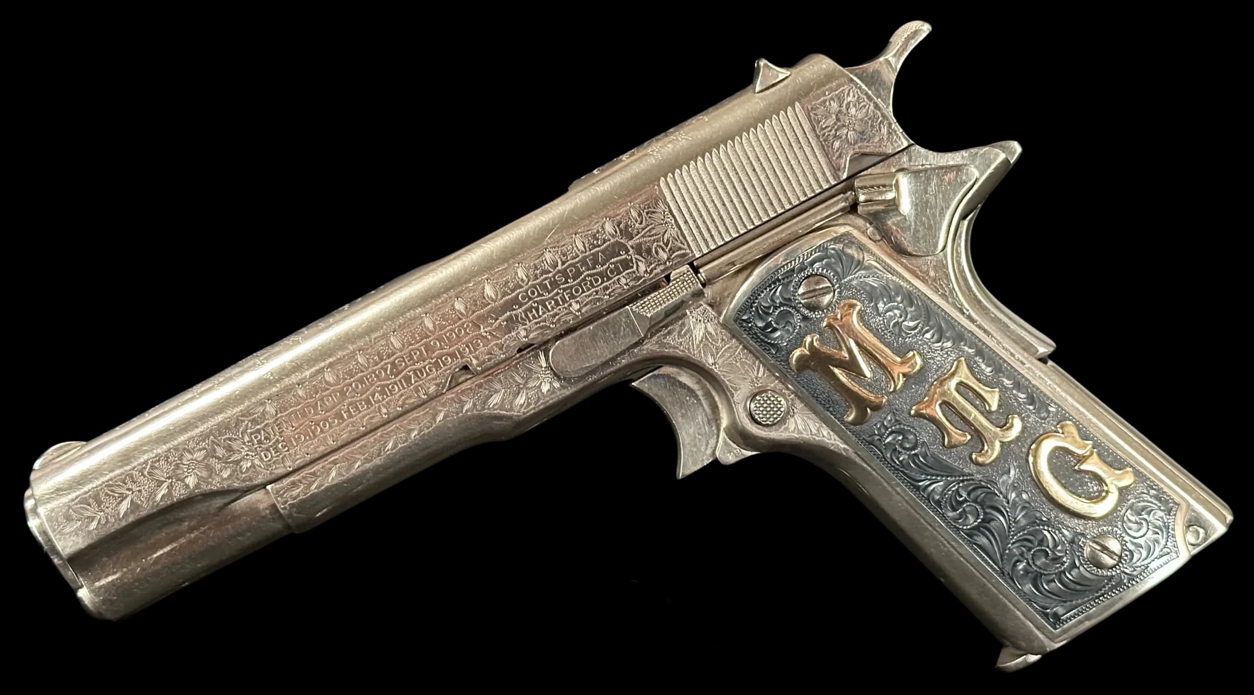 Colt Engraved Colt Model 1911 U.S. Army Attributed to Texas Ranger Captain M.T. Gonzaullas .45 ACP Single Action (SAO)