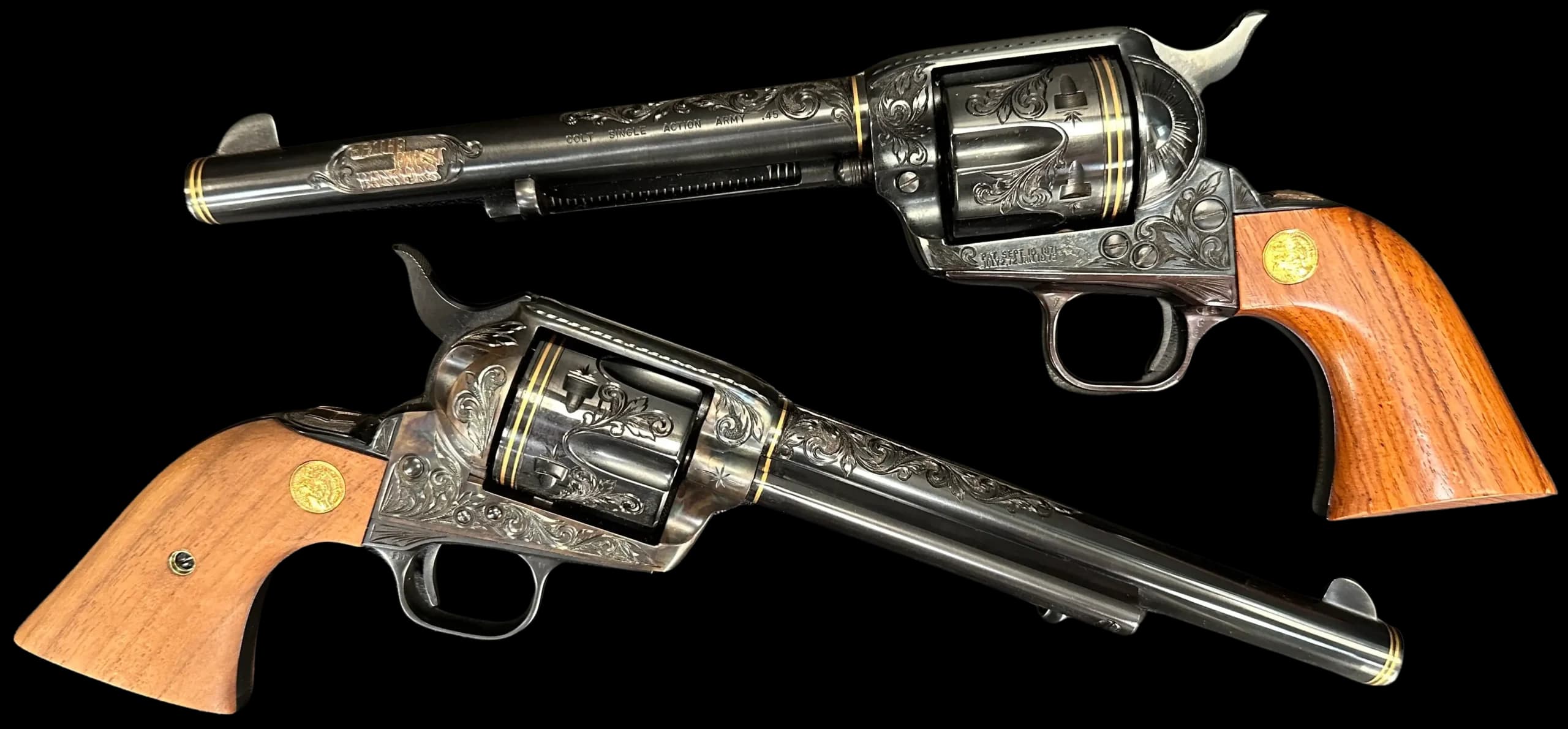 Colt Colt Single Action Army First Bankers Engraved Cased Pair by Ben Shostle .44-40 Win / .45 Colt Single Action (SAO)