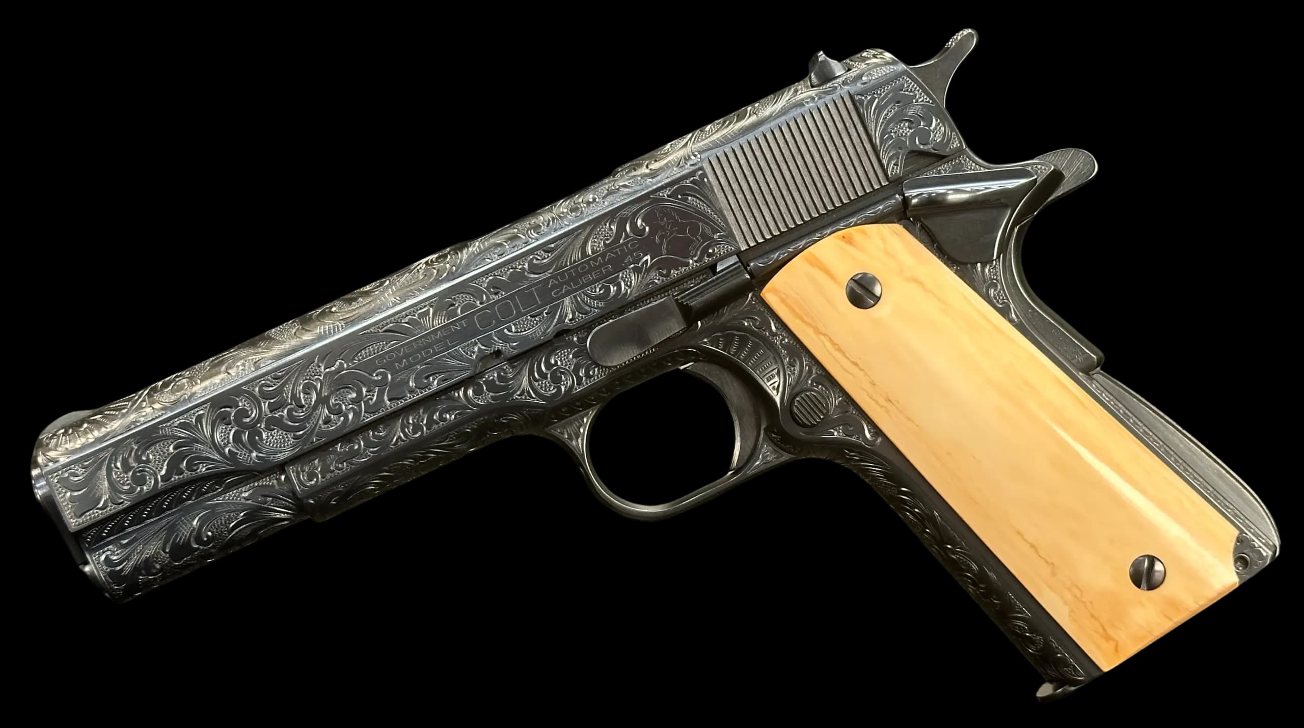 Colt John Adams Jr. Master Factory Engraved Colt Government Model Pistol .45 ACP Single Action (SAO)