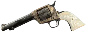 Alvin White engraved and inlaid Colt Single Action Army revolver with pearl grips image 1