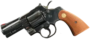 Colt Combat Python 3 Inch .357 Magnum revolver in Royal Blue with walnut grips image 1