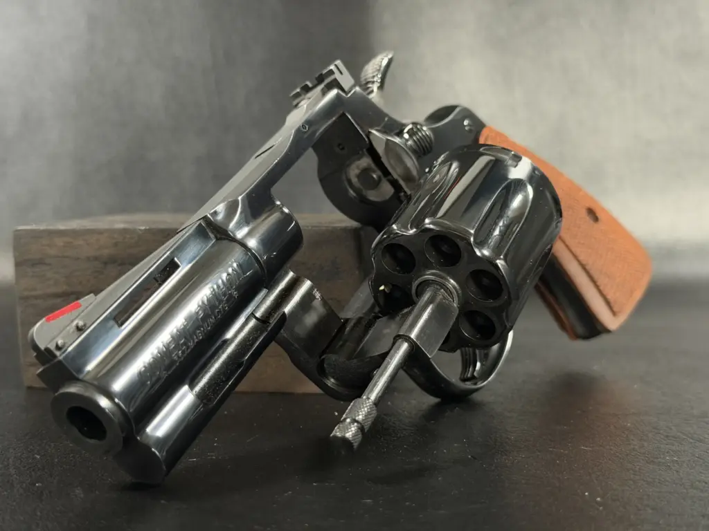 Colt Combat Python 3 Inch .357 Magnum revolver in Royal Blue with walnut grips image 7