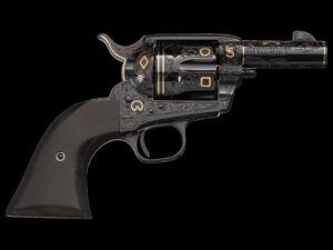 Colt Sheriff’s Model Single Action Army engraved revolver with gold inlay image 1