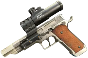 Experimental Smith & Wesson semi-auto competition pistol with Tasco ProPoint red dot image 1