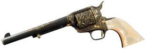 George B. Spring engraved Colt 3rd Generation Single Action Army revolver with gold inlay image 1