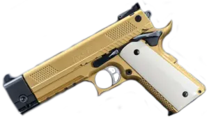 Gold Korth PRS 5 Inch .45 ACP with black barrel weight image 1