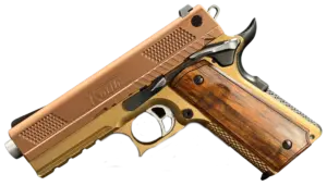 Korth PRS 4.25 inch two-tone gold and brown pistol image 1