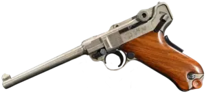 Mauser IWA P08 ’89 7.65mm with engraved satin finish and walnut grips image 1