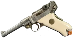 Mauser P08 IWA '83 Luger with engraved finish and presentation case image 1