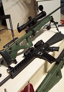 Accuracy International Aw Three Quarter View with Accessories firearm shown in detail view
