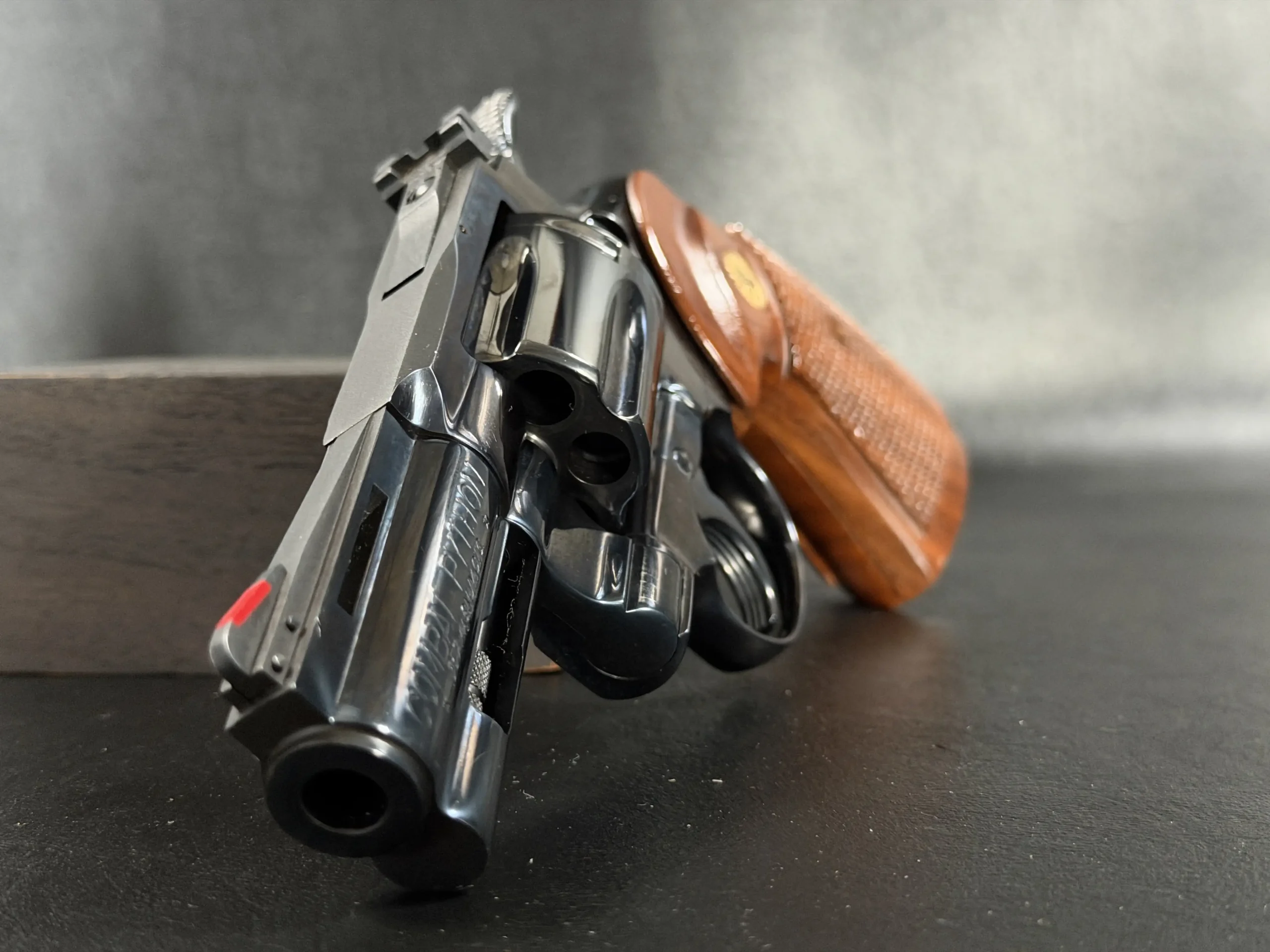 Colt 3 Inch Combat Python 357 Magnum pistol shown in close-up detail