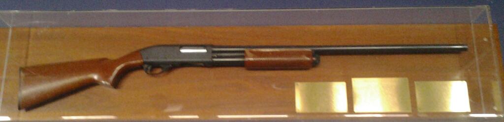 Remington 870 Right Side View in Display Case shotgun shown in detail view