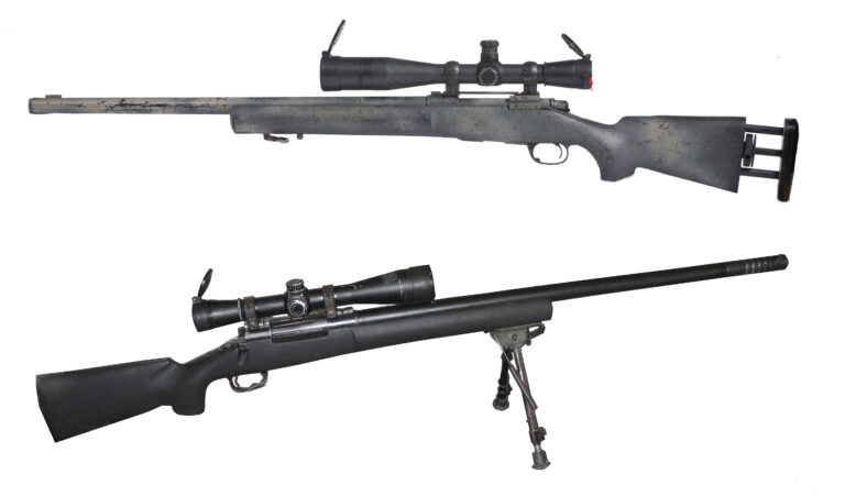 Remington M24 Sniper Weapon System Both Sides View with Scope and Bipod firearm shown in detail view