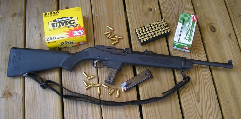 Ruger Pc4 Top Down View Box and Gun with Magazines firearm shown in detail view