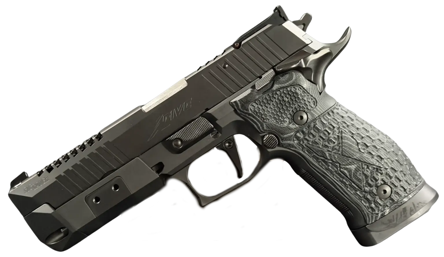 Sig Sauer P226 X Five Supermatch Skeleton Black pistol shown in left-side profile