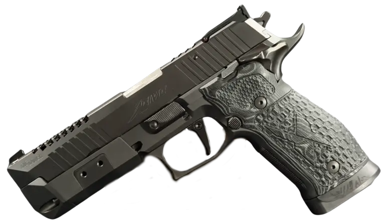 Sig Sauer P226 X Five Supermatch Skeleton Black pistol shown in left-side profile