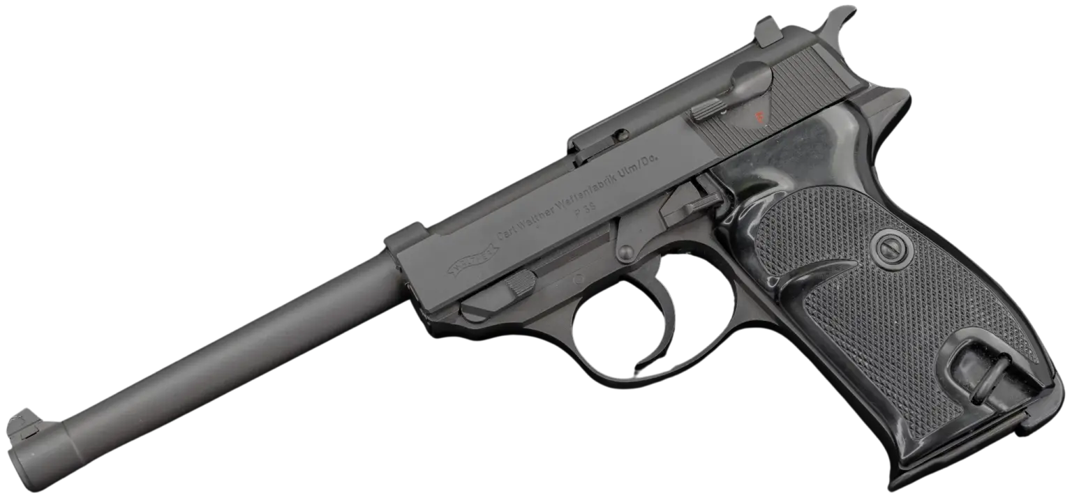 Walther P38sd Long Lang 9MM firearm shown in full view
