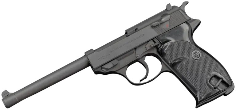 Walther P38sd Long Lang 9MM firearm shown in full view