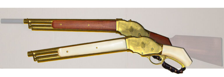Winchester 1887 Both Sides View Sawed Off Lever Action firearm shown in detail view