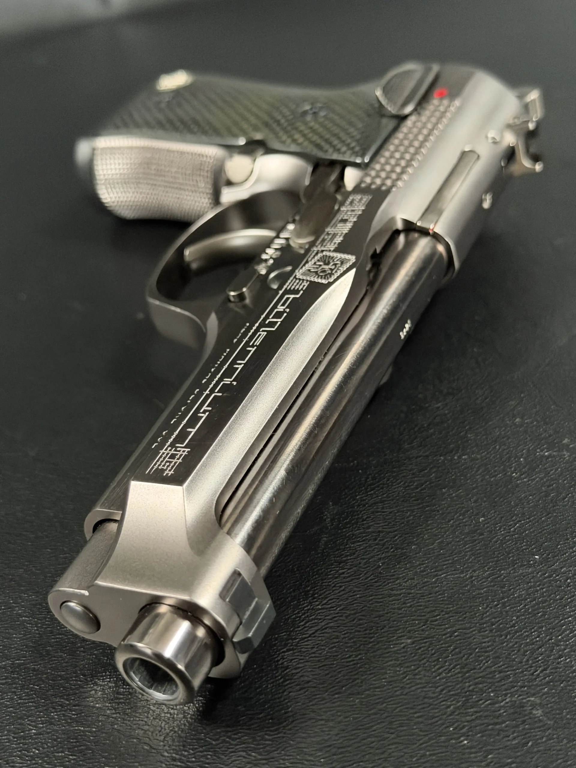 Beretta 98 Fs Billenium 9x21 Imi firearm shown in close-up detail